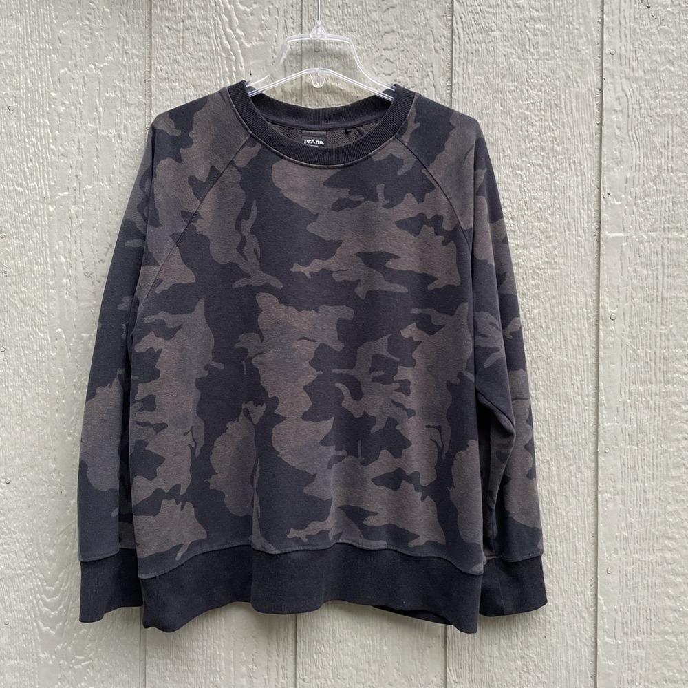 Prana Sweatshirt womens Plus size 2X Blue Gray Camo pullover cozy comfy Casual